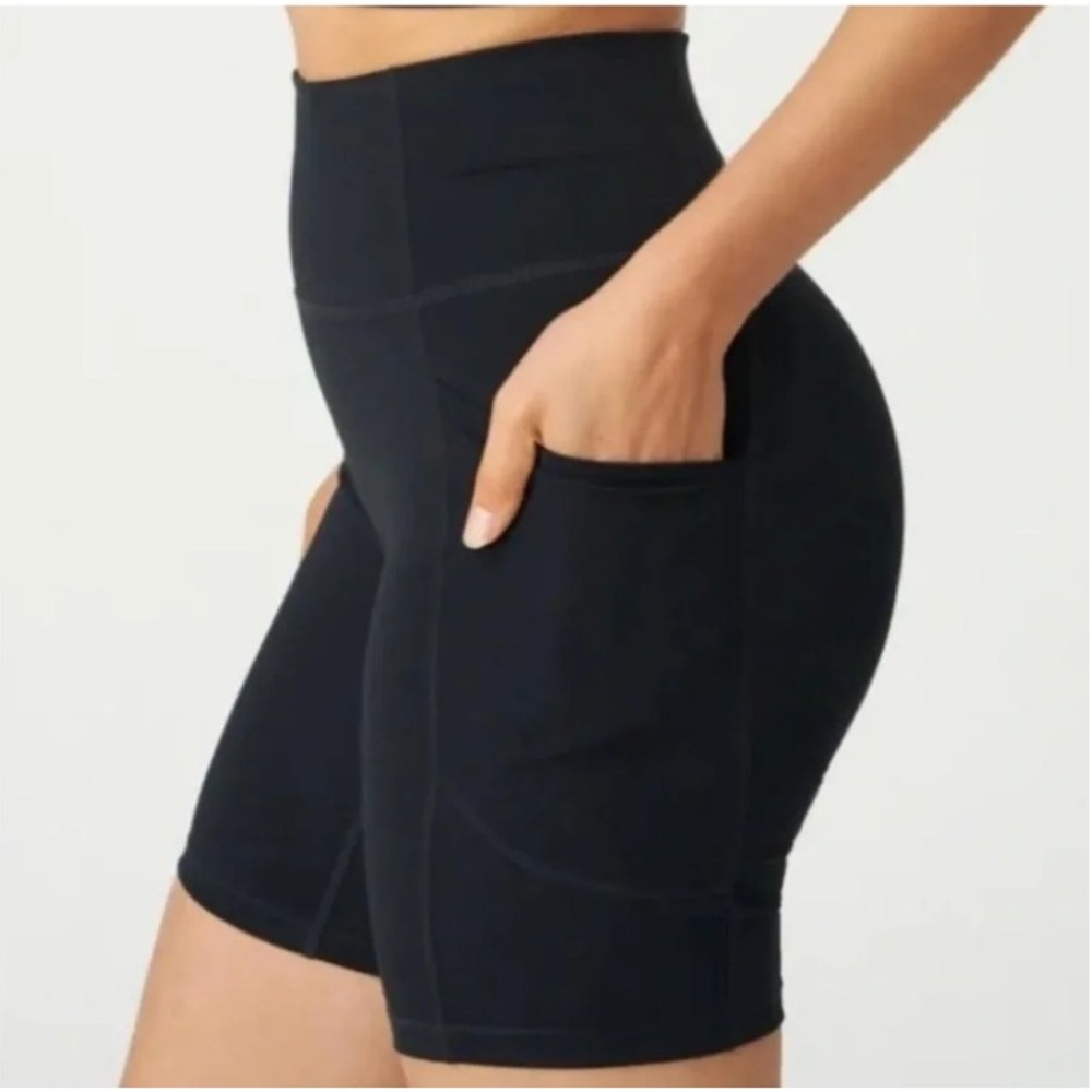 Le‎ ORE Lucca High Rise Pocket Shorts Athletic Biker Workout Yoga Black Small